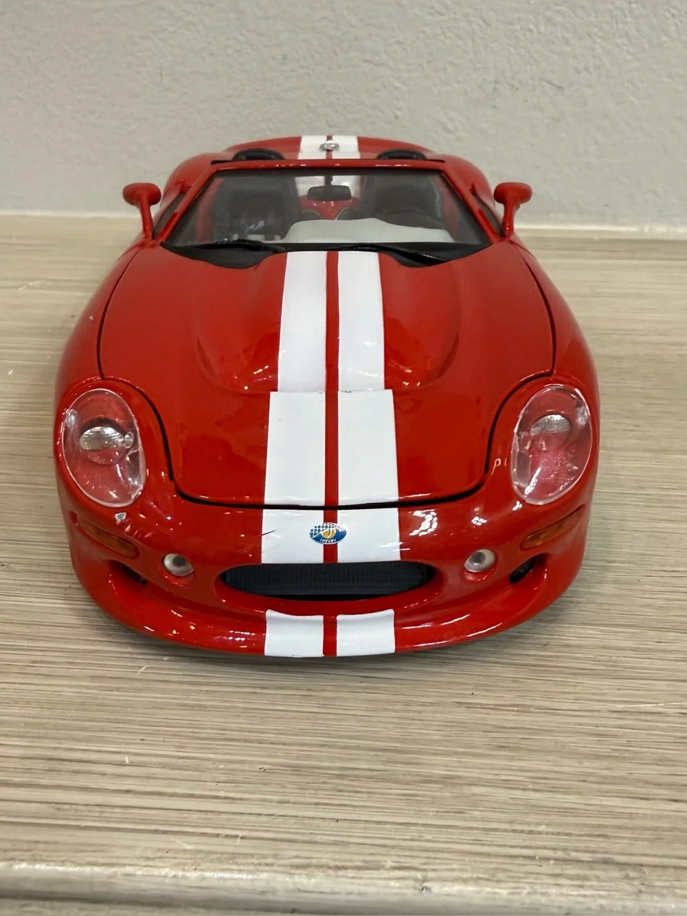 Maisto Shelby series 1 Red Convertible Toy Sports Car with White Racing Stripes